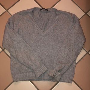 Brandy Melville Leigh Sweater Gray Vneck Pullover